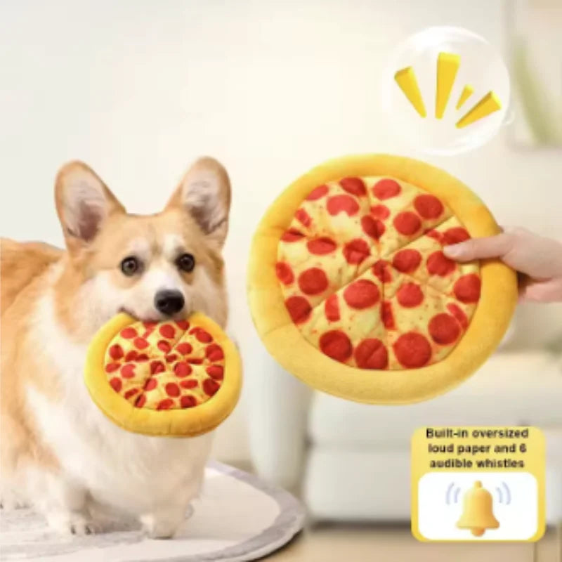 Plush Pizza Dog Toy Squeaky