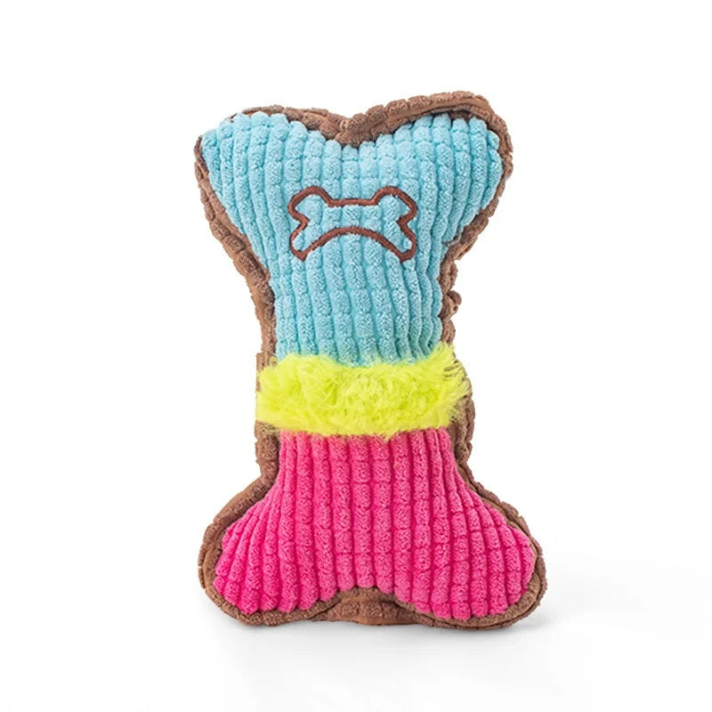 Plush Dog Squeaky Bone Toy