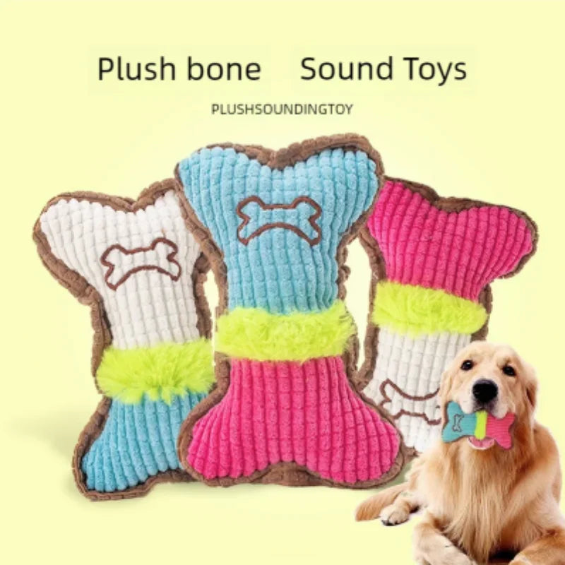Plush Dog Squeaky Bone Toy