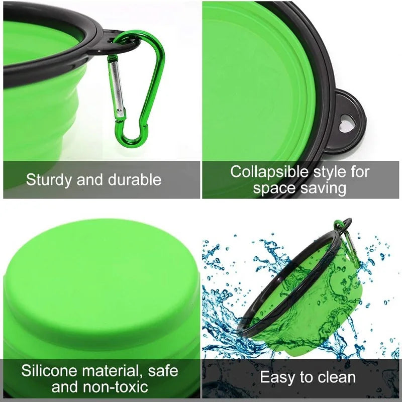 Folding Silicone Dog Feeder Bowl 2-in-1