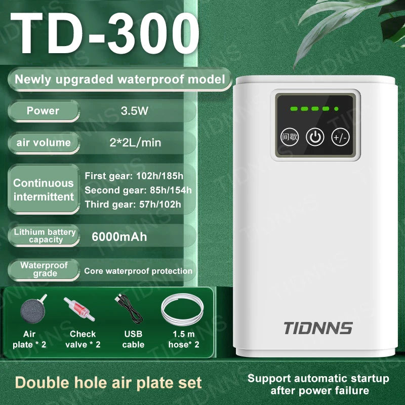 6000mAh USB Rechargeable Aquarium Air Pump