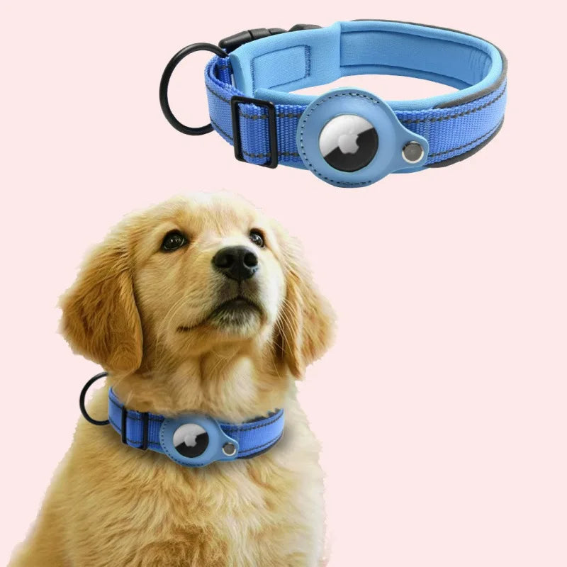 Reflective AirTag Dog Collar - Padded, Adjustable