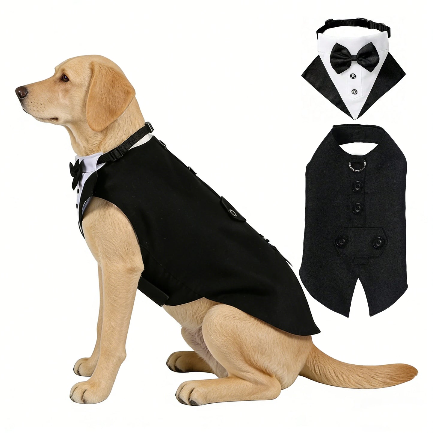 Sucado Formal Dog Tuxedo Suit & Bowtie Set, Wedding Party Costume