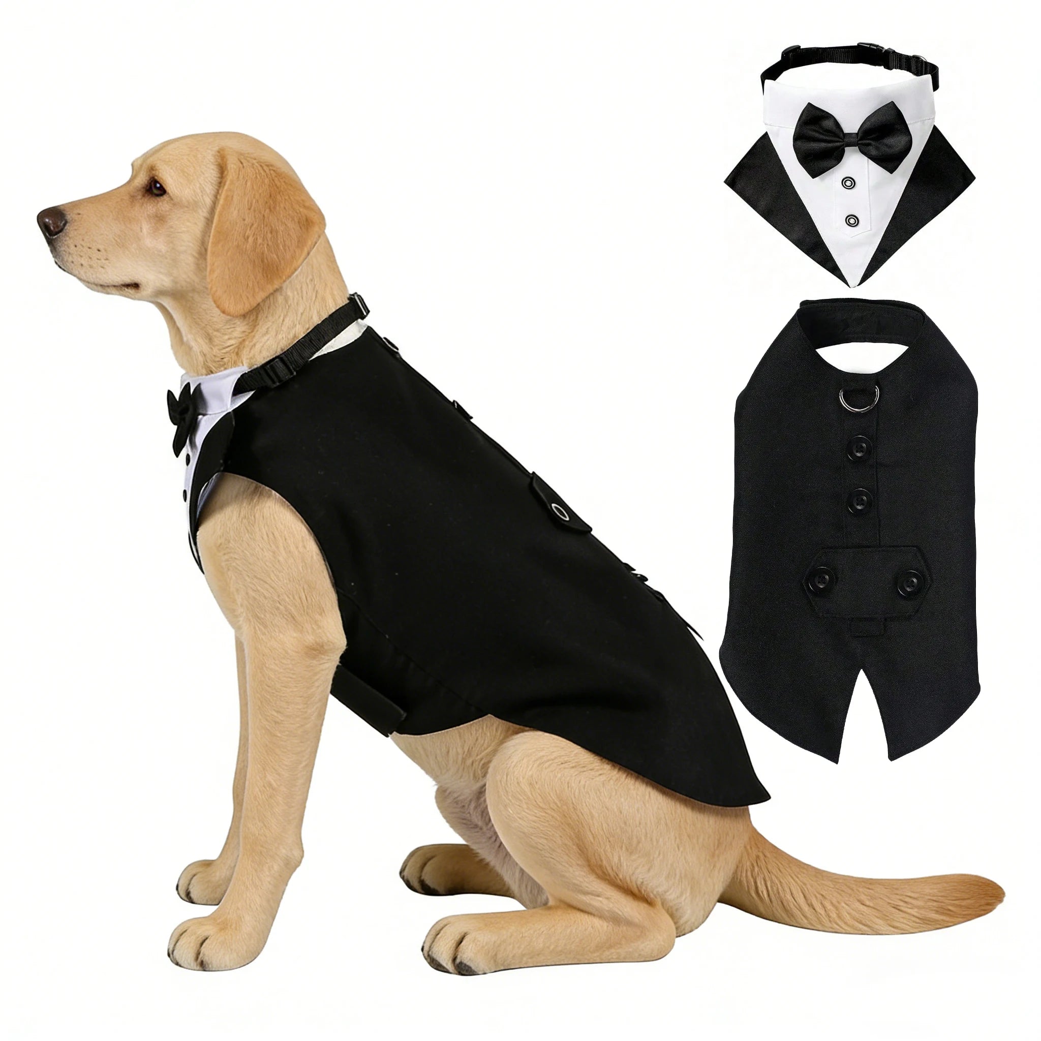 Sucado Formal Dog Tuxedo Suit & Bowtie Set, Wedding Party Costume