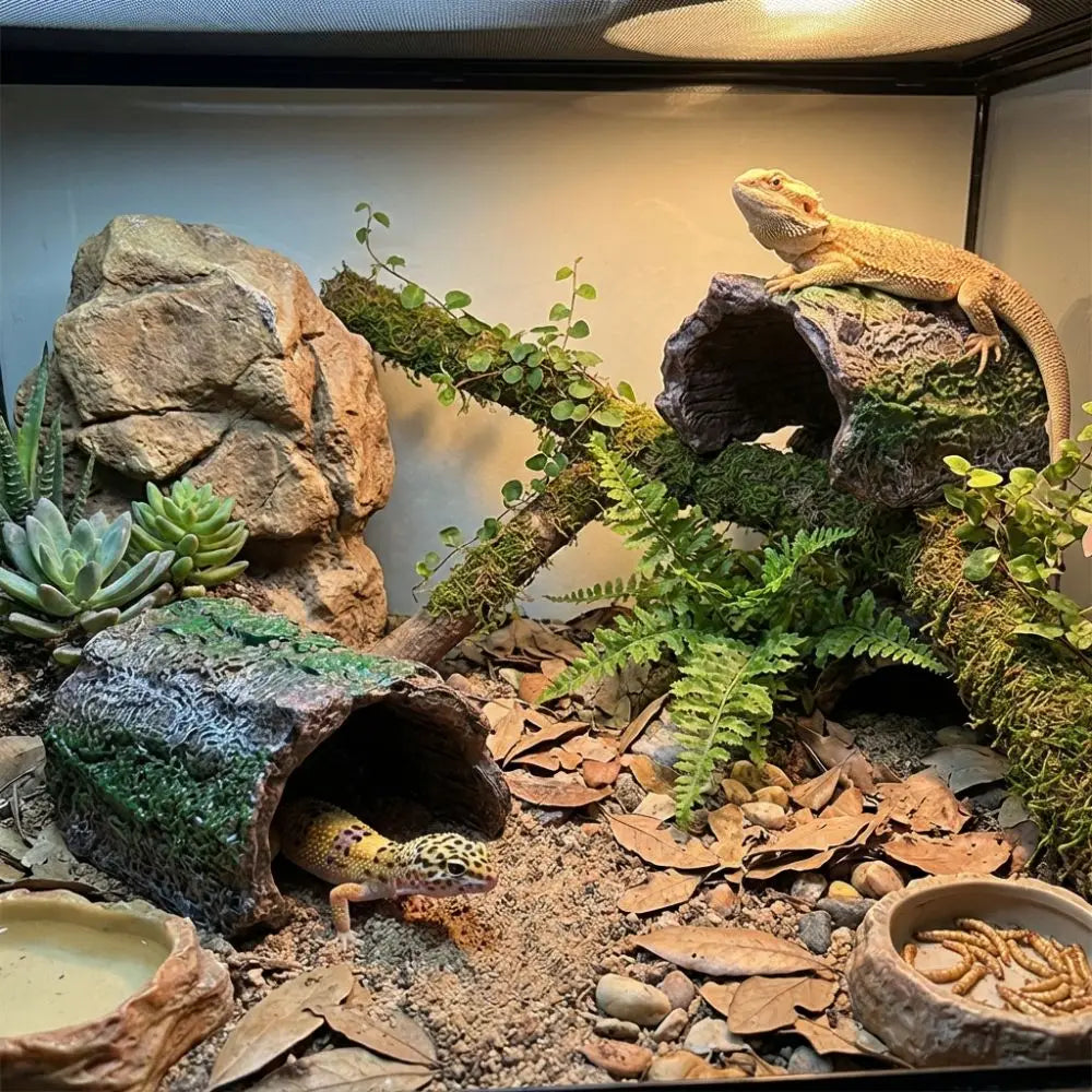 Reptile Hideout Cave PVC Tree Hole Shelter