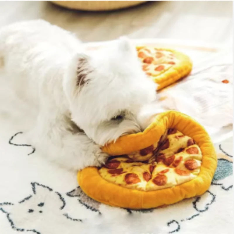 Plush Pizza Dog Toy Squeaky