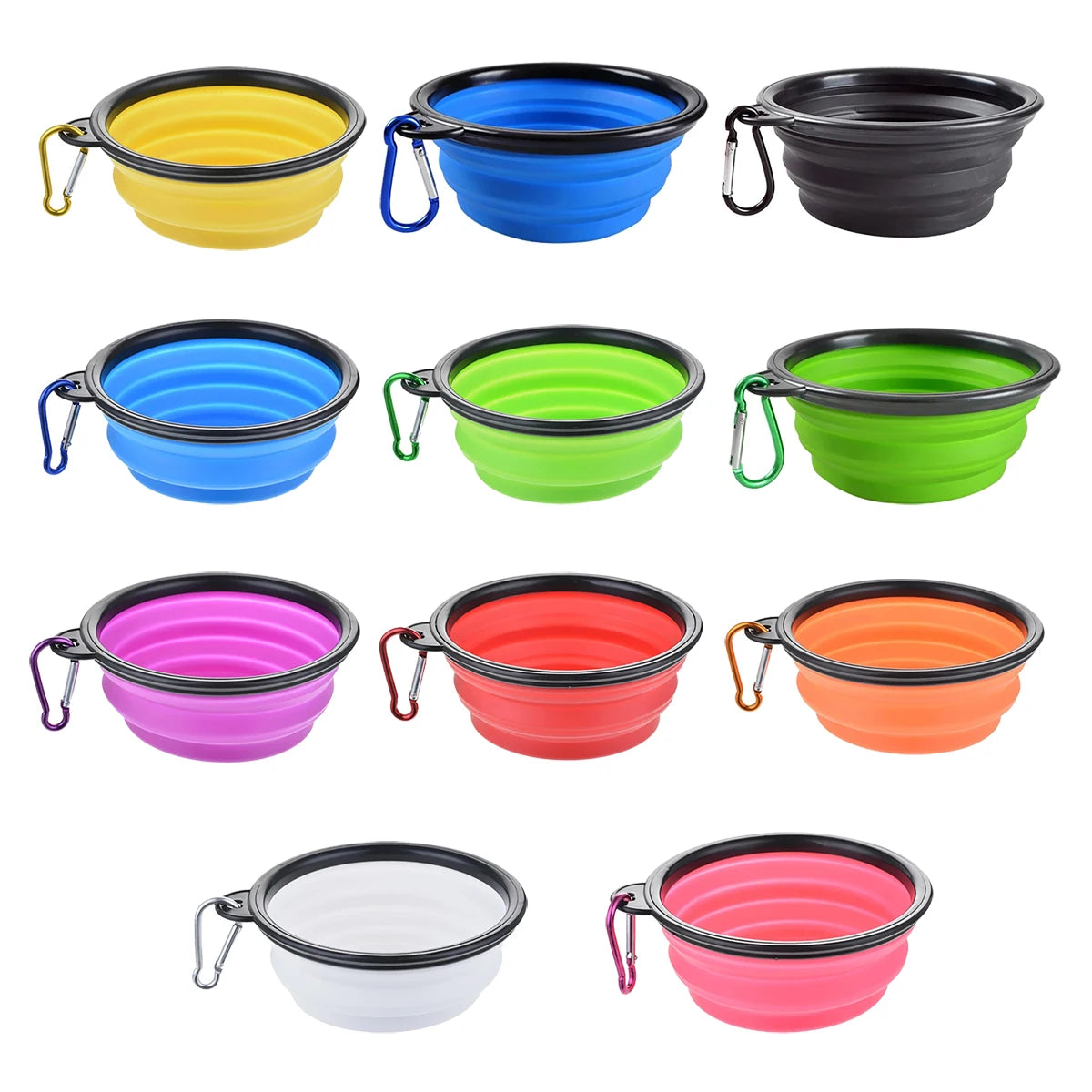 Collapsible Silicone Dog Bowl with Carabiner