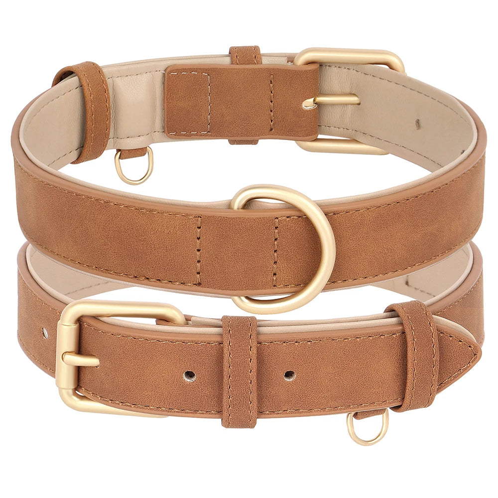 Soft Padded PU Leather Dog Collar Leash Set