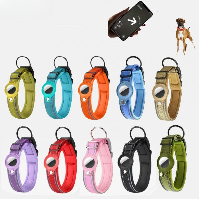 Reflective AirTag Dog Collar - Padded, Adjustable