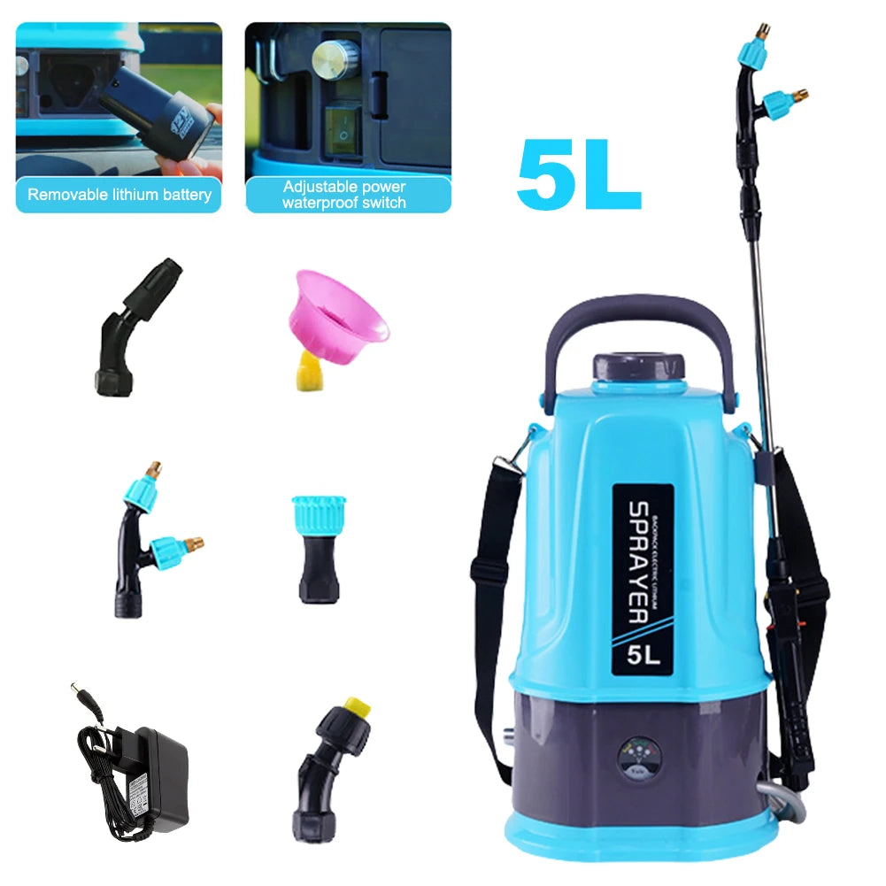 5L Electric Backpack Sprayer with 5 Nozzles