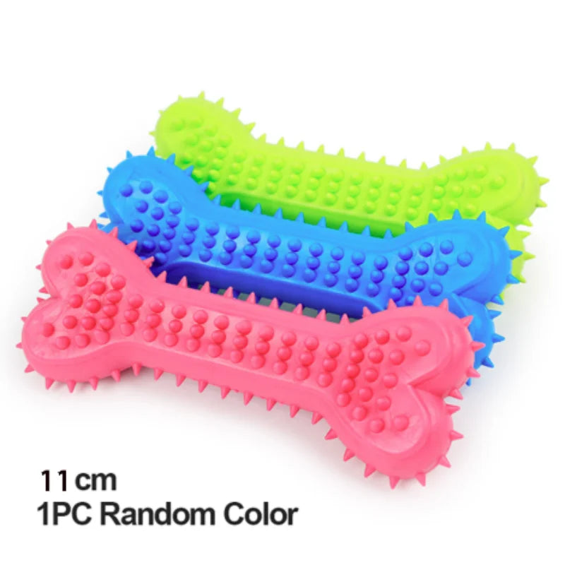 Pet Chew Toy - Soft Rubber Bone for Small Dogs
