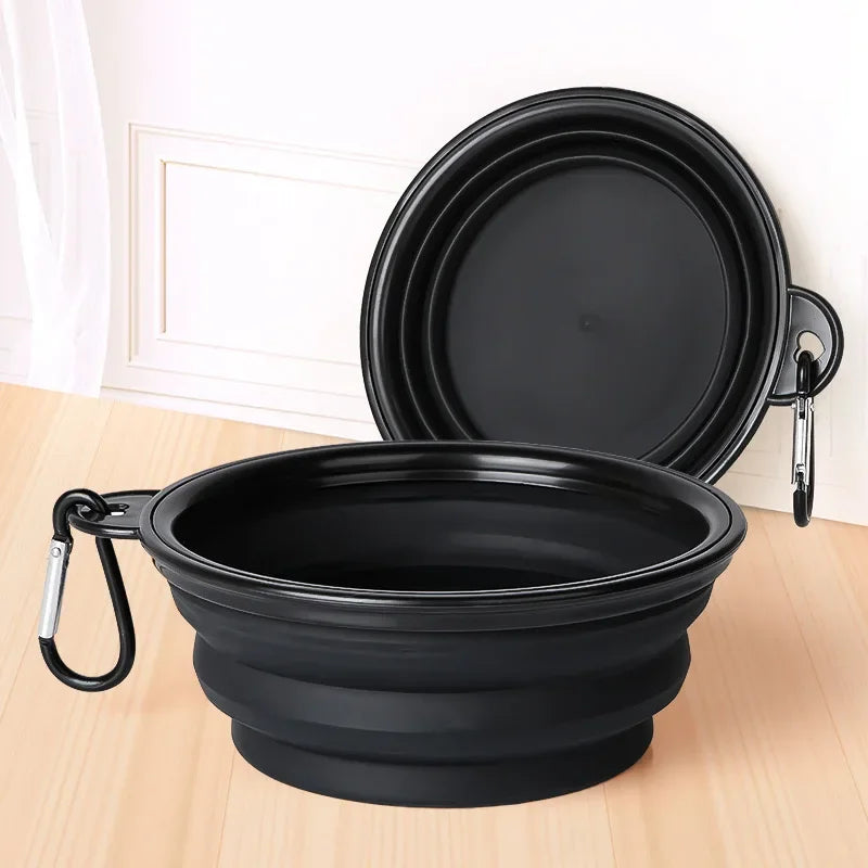 Collapsible Silicone Dog Bowl with Carabiner
