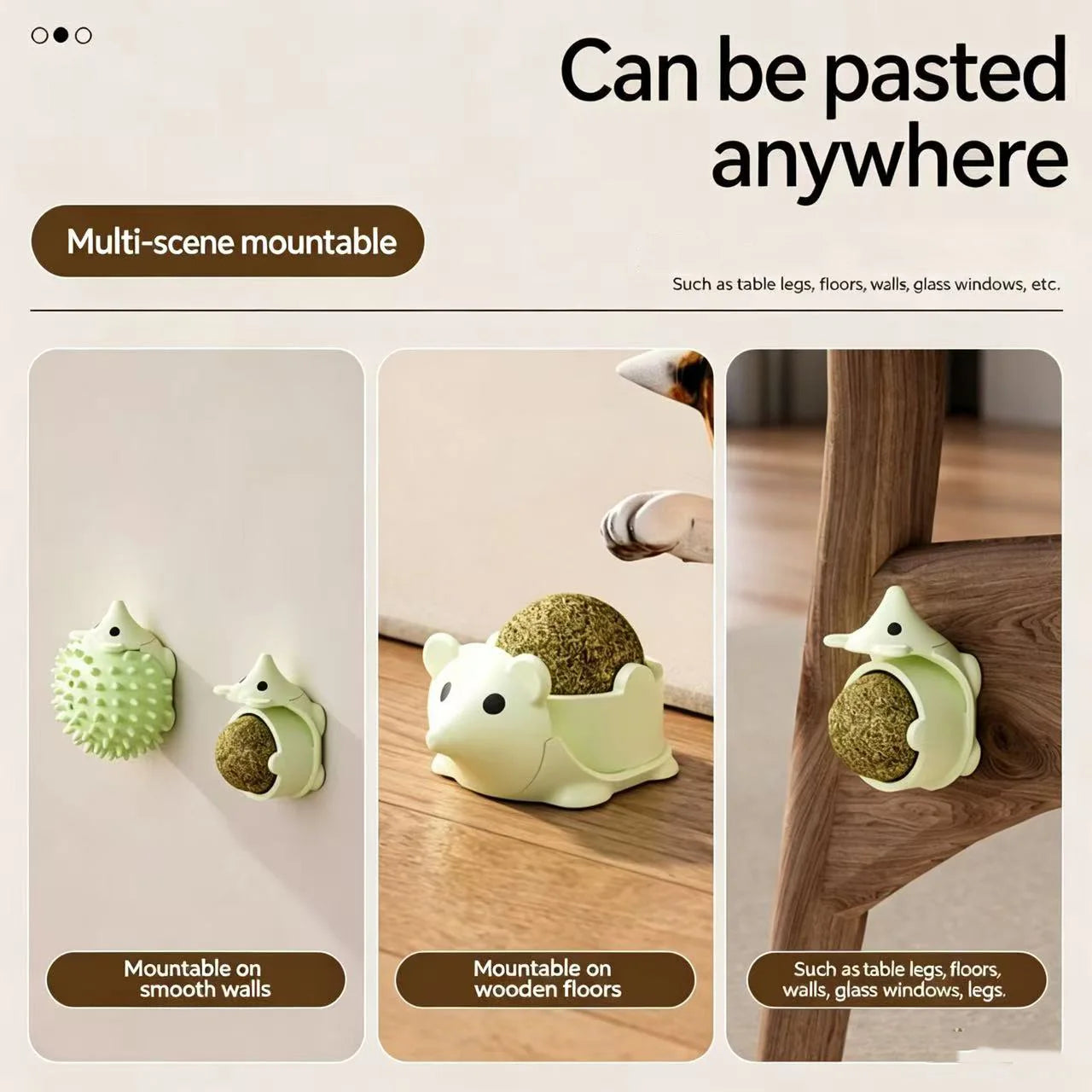 Cat Toy Wall Stick-on Ball with Catnip
