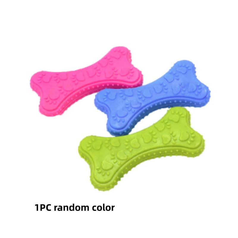 Pet Chew Toy - Soft Rubber Bone for Small Dogs