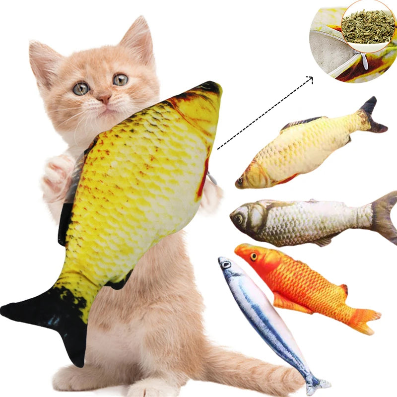3D Cat Toy Fish Plush with Catnip