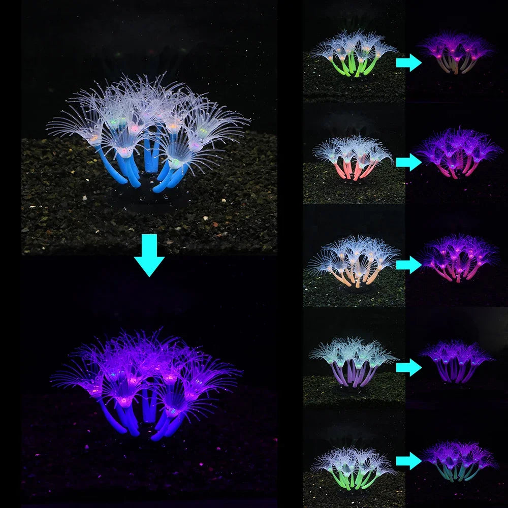 Fluorescence Artificial Coral Sunflower Plant for Aquarium