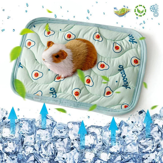 Small Pet Cooler Mat - Ice Silk Cooling Mat for Hamsters, Guinea Pigs