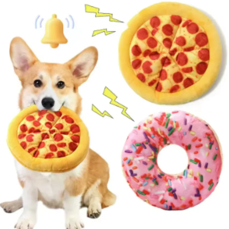 Plush Pizza Dog Toy Squeaky