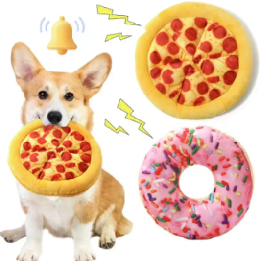 Plush Pizza Dog Toy Squeaky