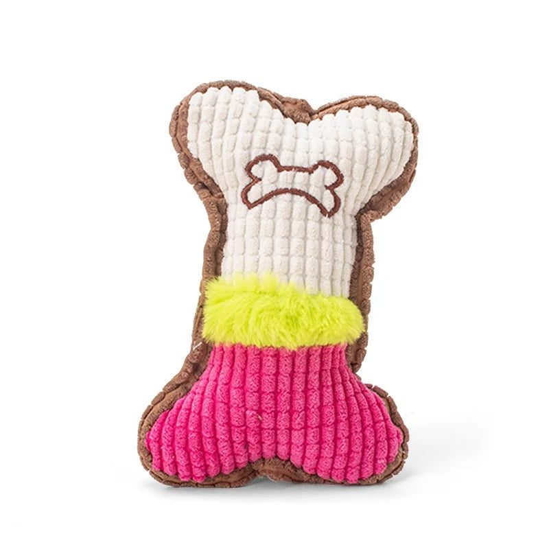 Plush Dog Squeaky Bone Toy