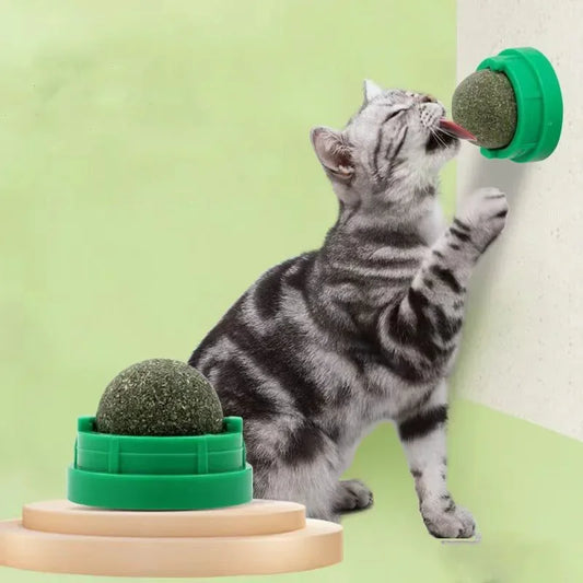 Cat Toy Wall Stick-on Ball with Catnip