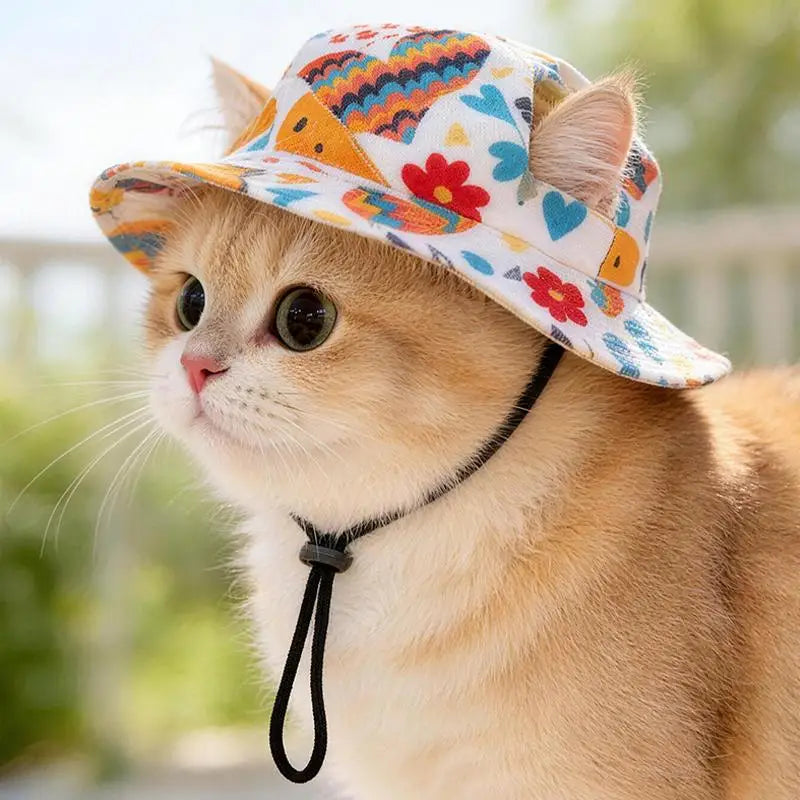 Cat Sun Hat with Ear Holes