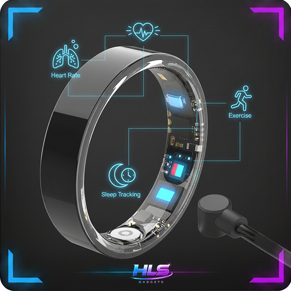 Smart Health Ring – Heart Rate, Blood Oxygen & Sleep Monitor | 5ATM Waterproof | Men & Women