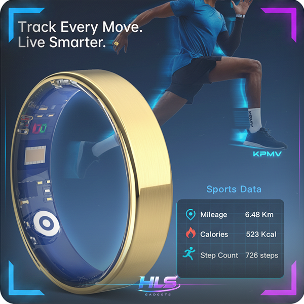 Smart Health Ring – Heart Rate, Blood Oxygen & Sleep Monitor | 5ATM Waterproof | Men & Women